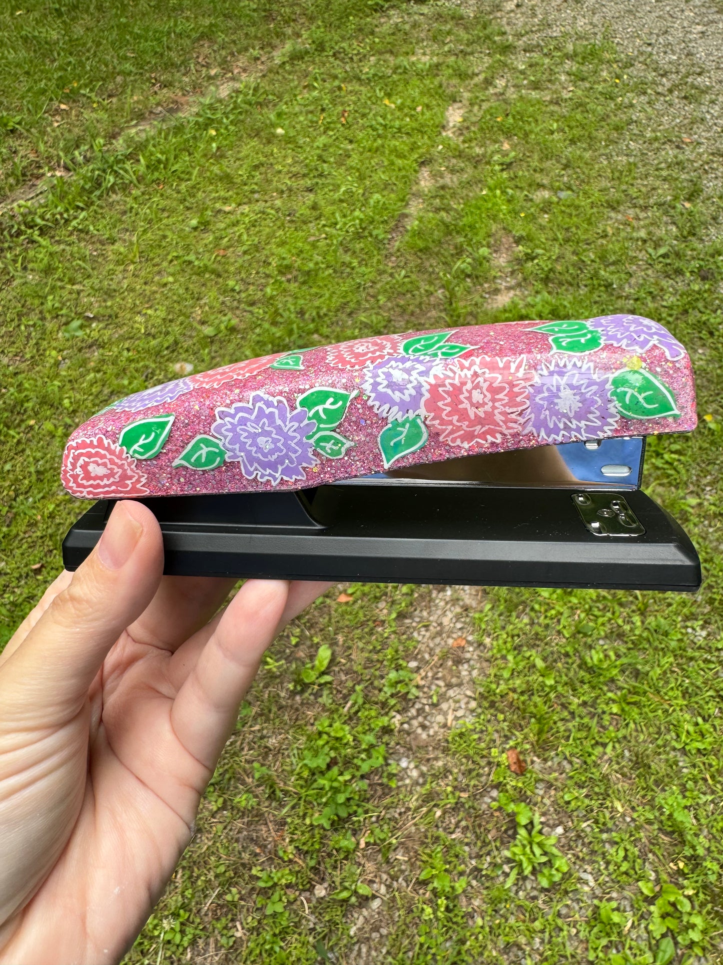Hand painted floral stapler
