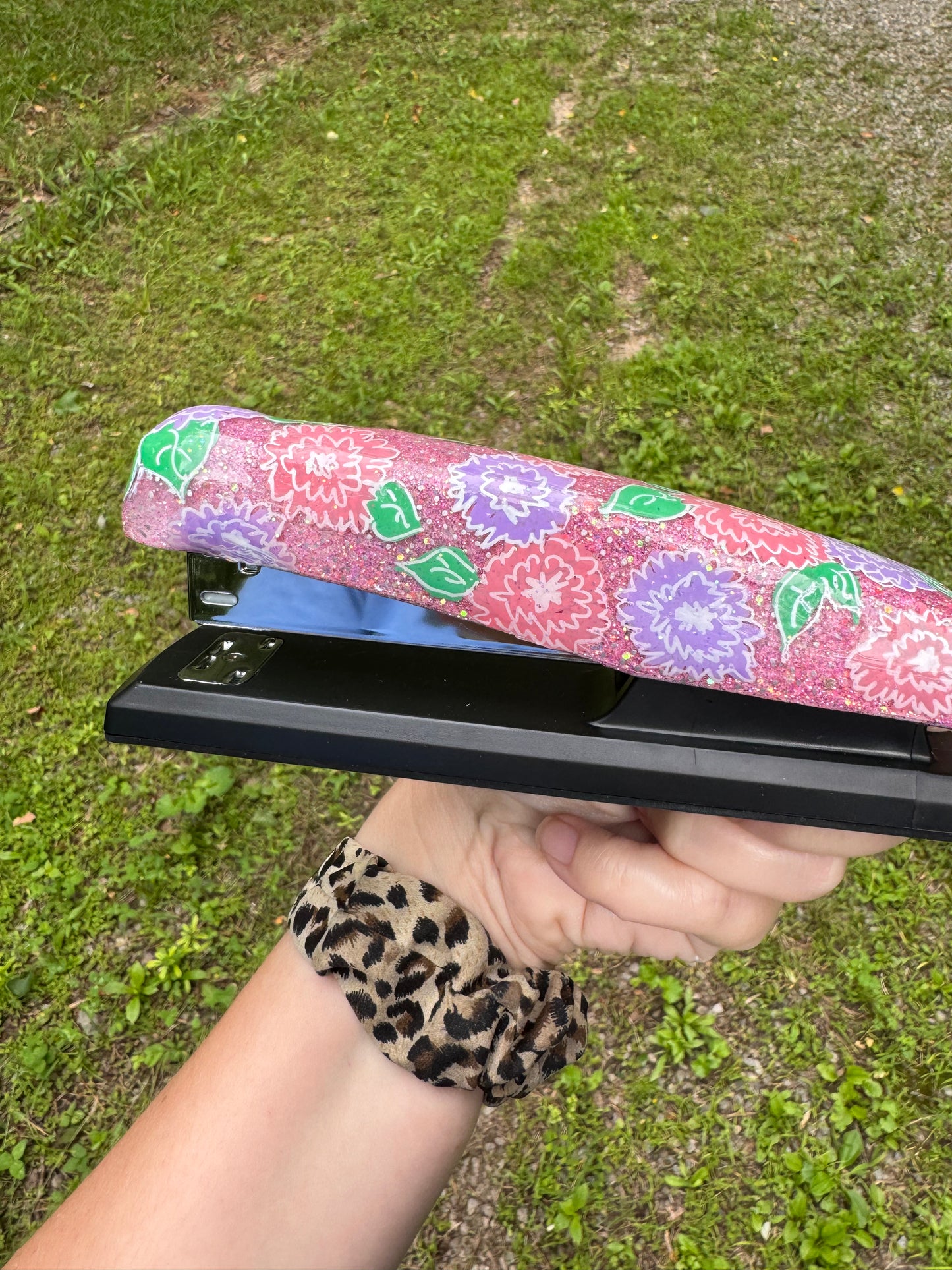 Hand painted floral stapler