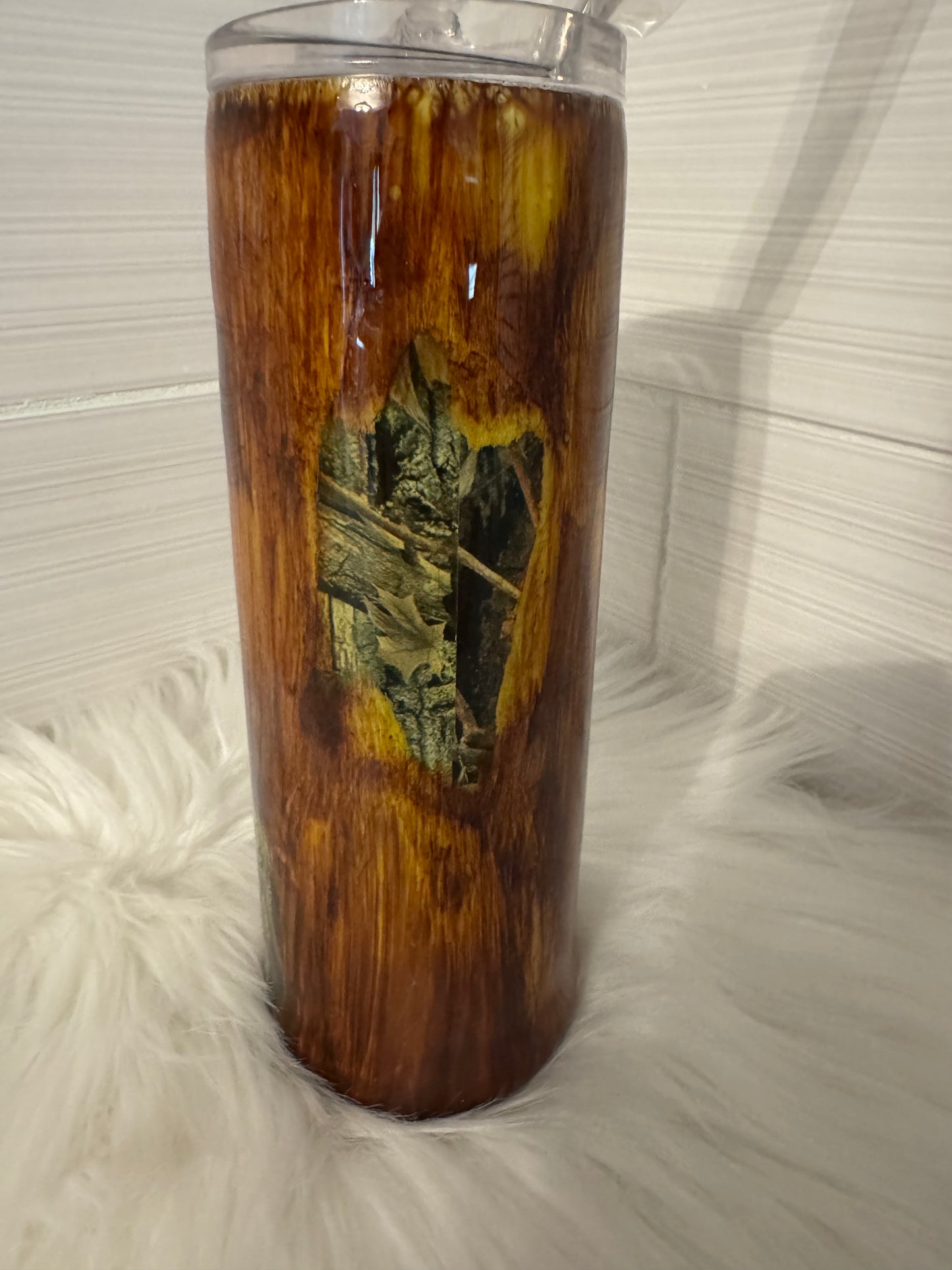 20 oz woodgrain/ camo tumbler