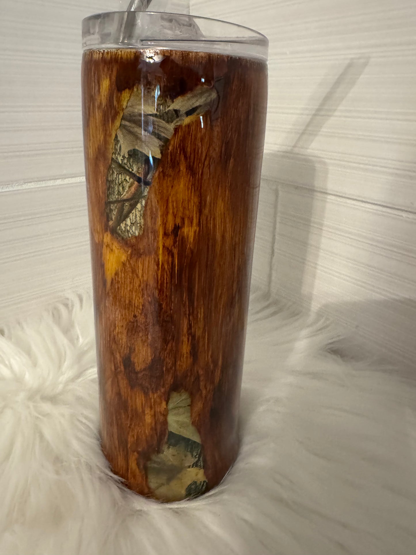 20 oz woodgrain/ camo tumbler